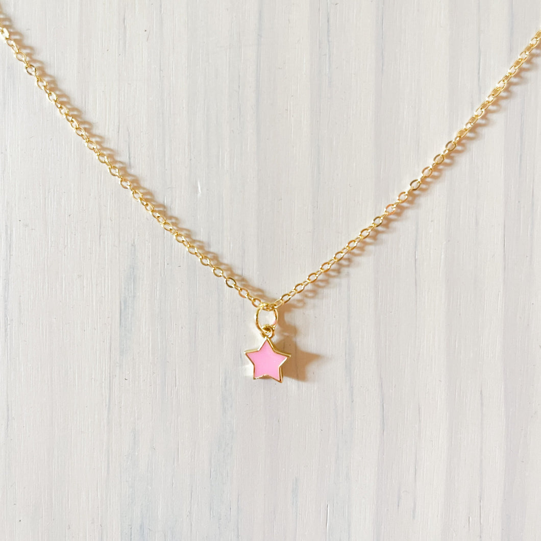 Twinkle Star Pendant Necklace - Pink